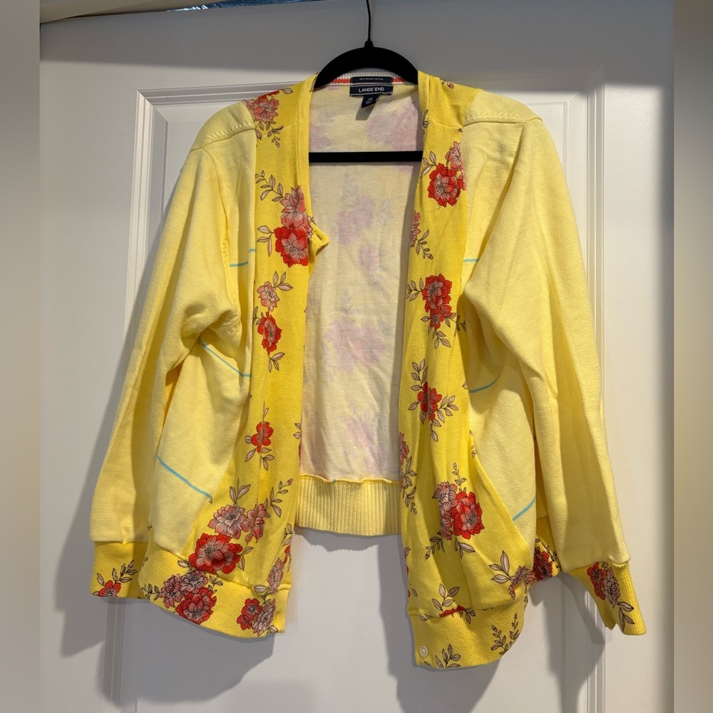 Land’s End Yellow Cardigan With Floral Detail